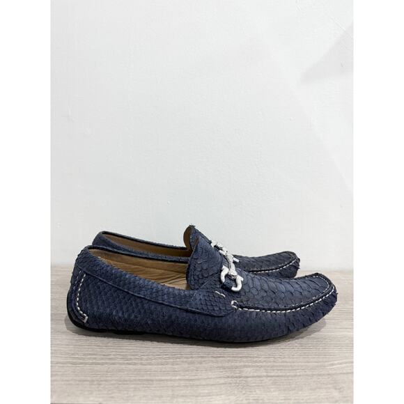 Salvatore Ferragamo Parigi Python Gancini Driving Loafers Shoes Navy Blue US 8.5 main image 5